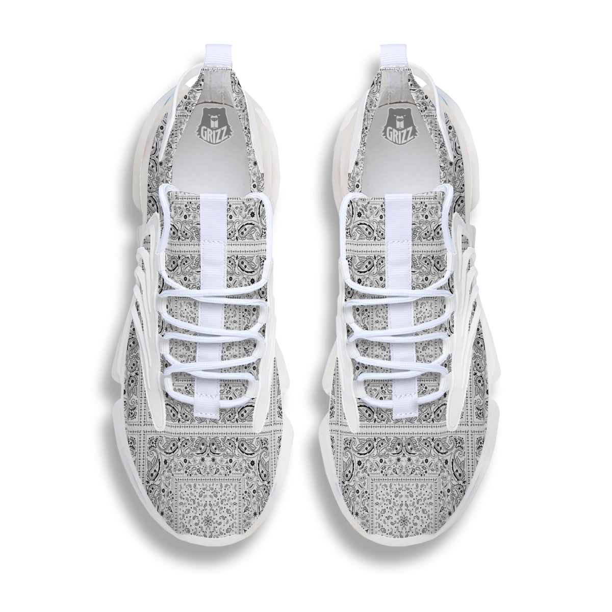 Bandana White Paisley Print Pattern White Gym Shoes-grizzshop