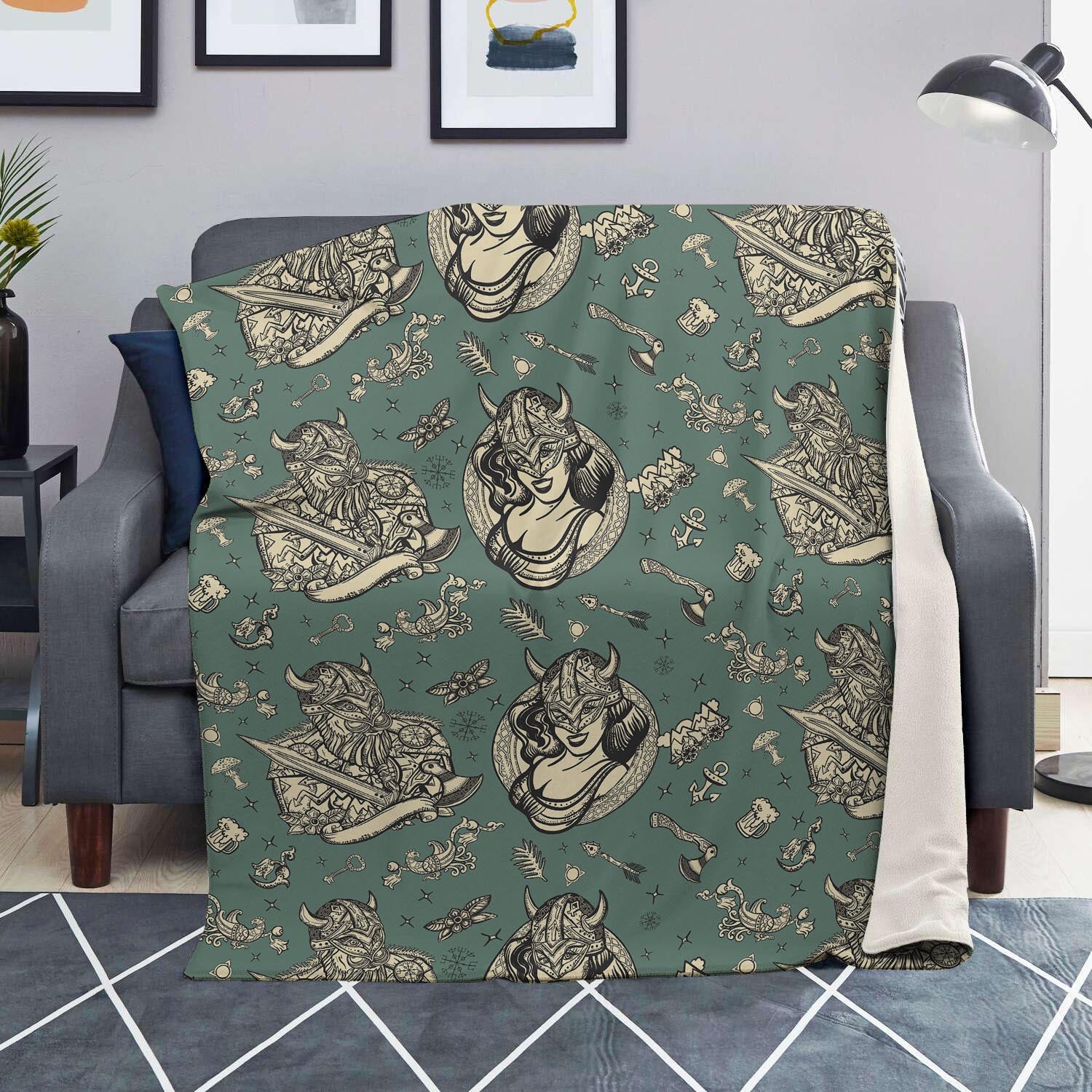 Barbarian Warrior Viking Norse Blanket-grizzshop