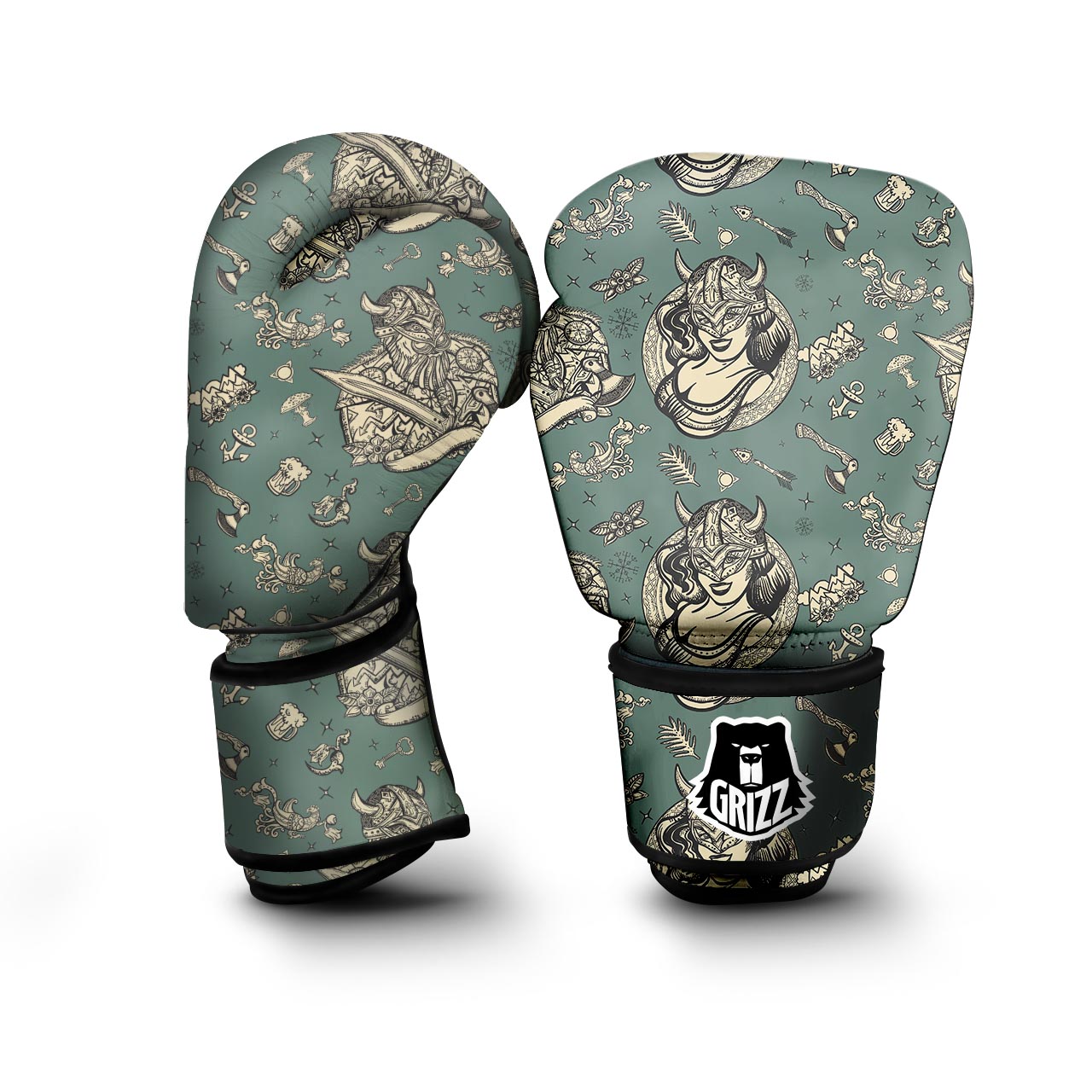 Barbarian Warrior Viking Norse Boxing Gloves-grizzshop