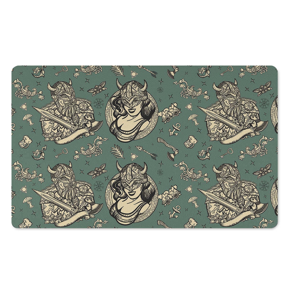 Barbarian Warrior Viking Norse Door Mat-grizzshop