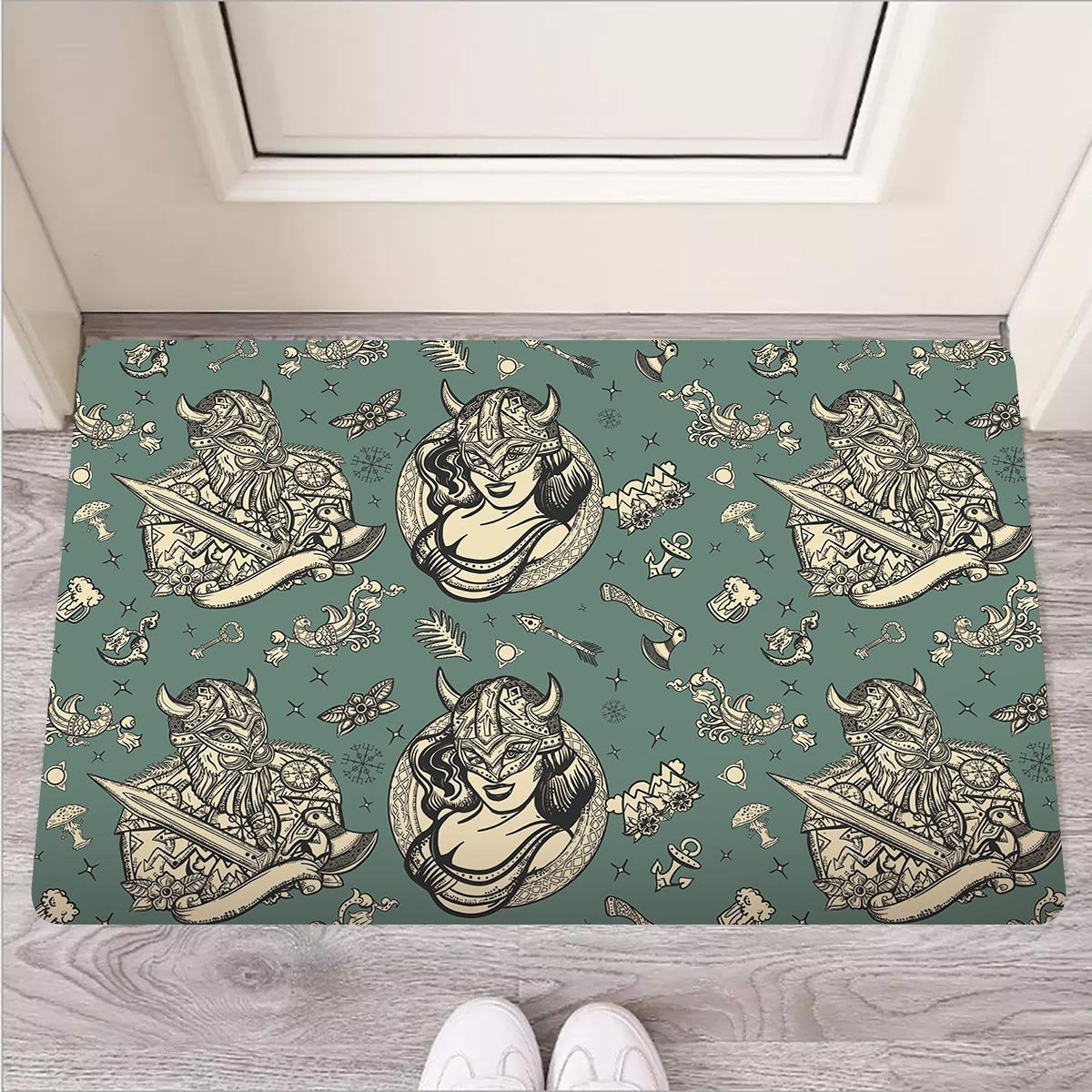 Barbarian Warrior Viking Norse Door Mat-grizzshop