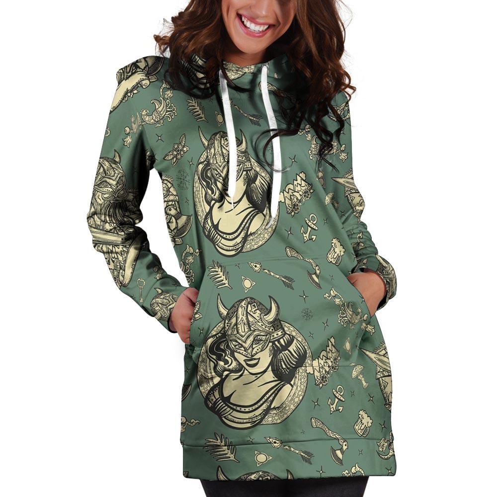 Barbarian Warrior Viking Norse Hoodie Dress-grizzshop