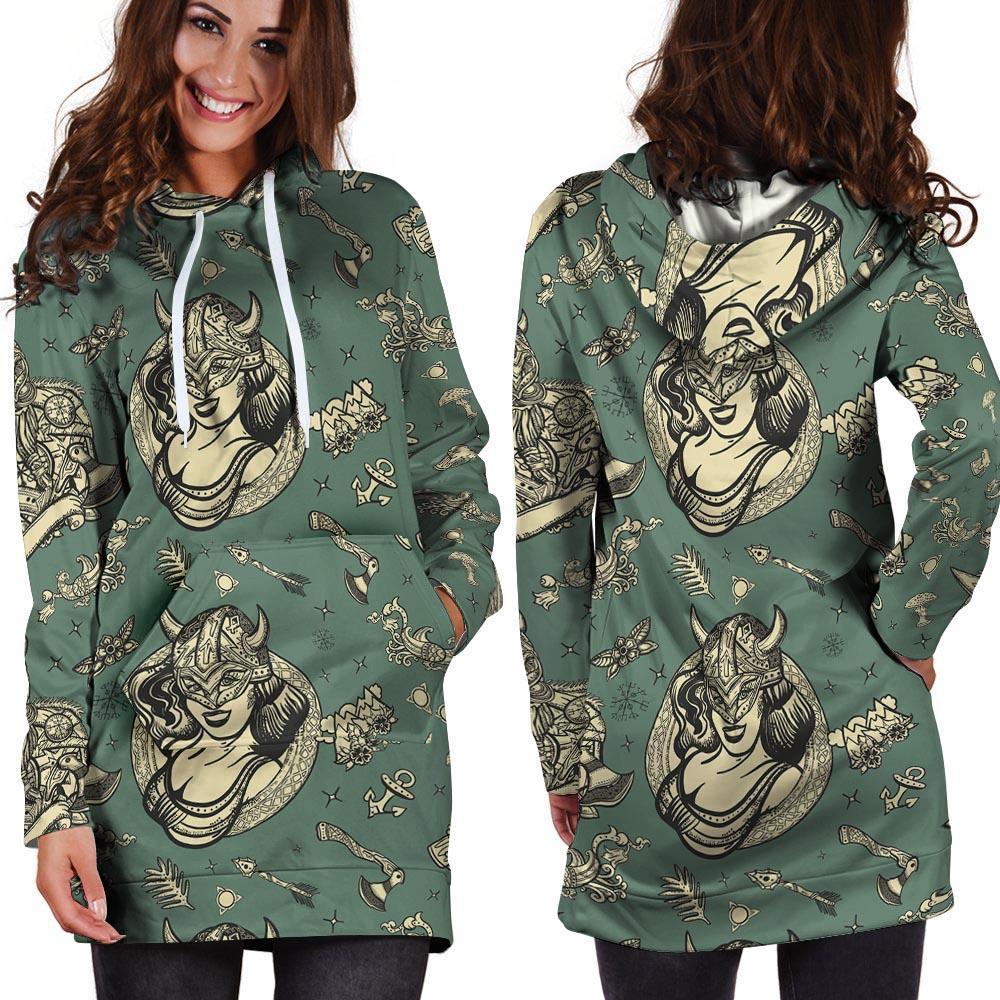 Barbarian Warrior Viking Norse Hoodie Dress-grizzshop