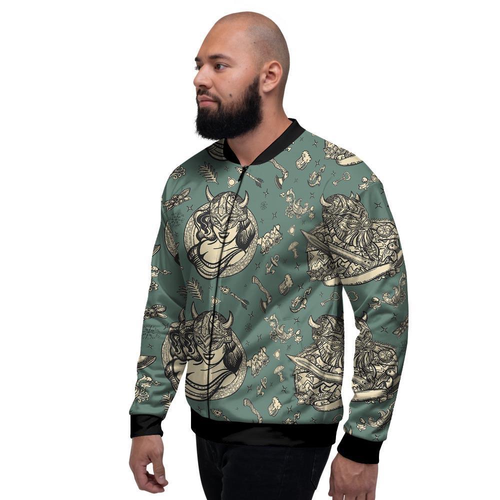 Barbarian Warrior Viking Norse Men's Bomber Jacket-grizzshop