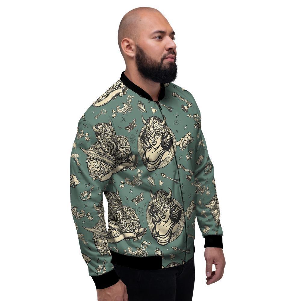 Barbarian Warrior Viking Norse Men's Bomber Jacket-grizzshop