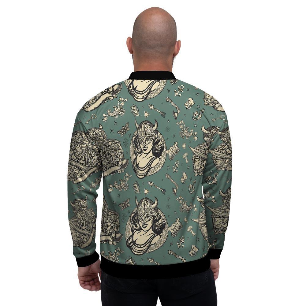 Barbarian Warrior Viking Norse Men's Bomber Jacket-grizzshop