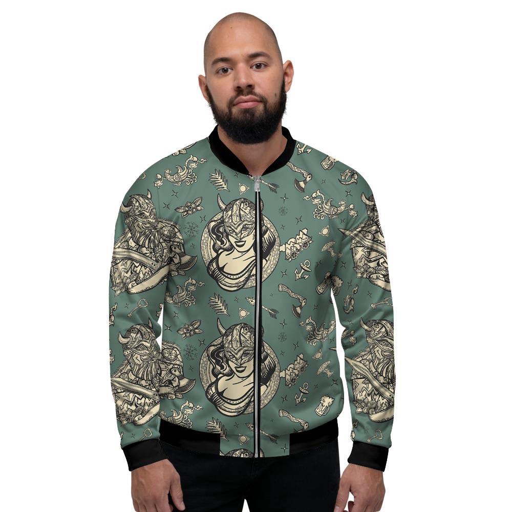 Barbarian Warrior Viking Norse Men's Bomber Jacket-grizzshop