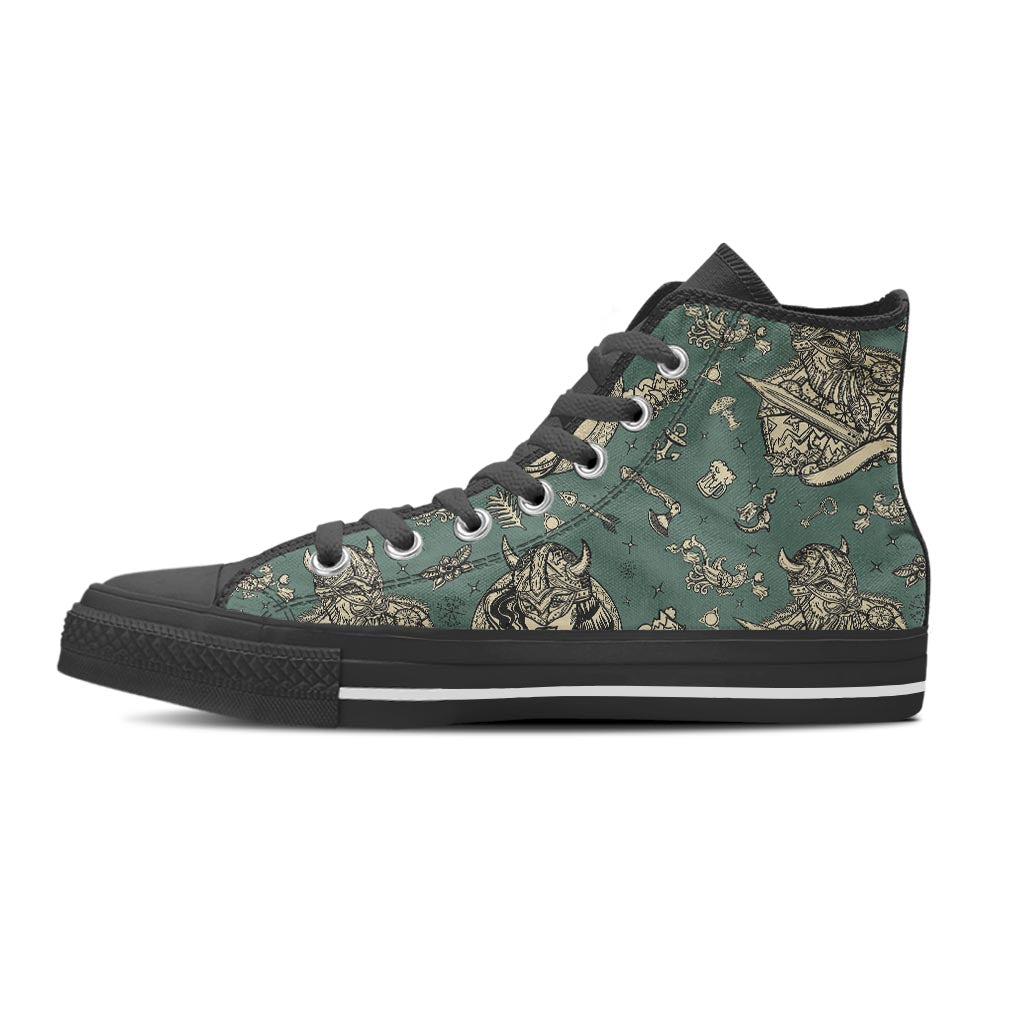 Barbarian Warrior Viking Norse Men's High Top Shoes-grizzshop