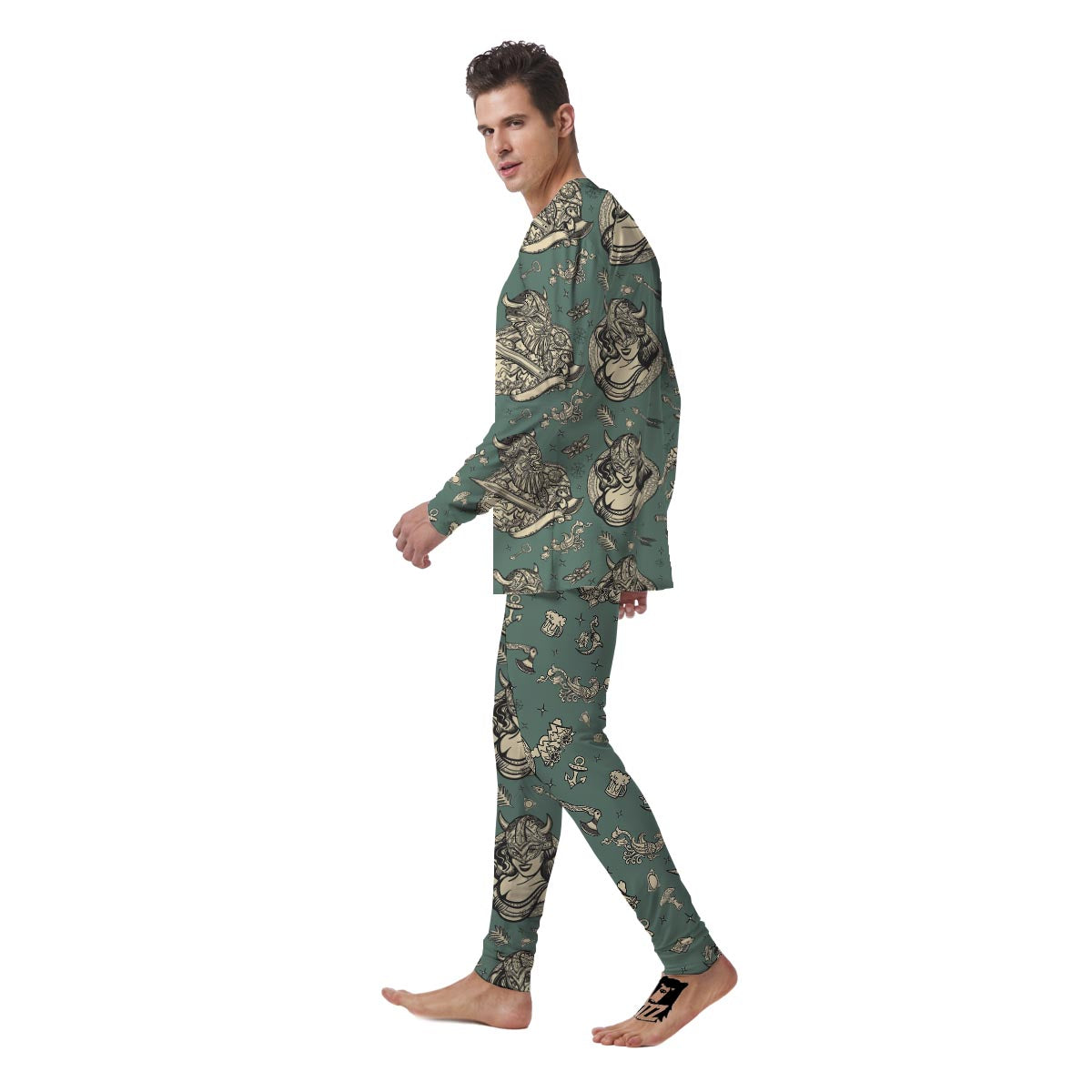 Barbarian Warrior Viking Norse Men's Pajamas-grizzshop