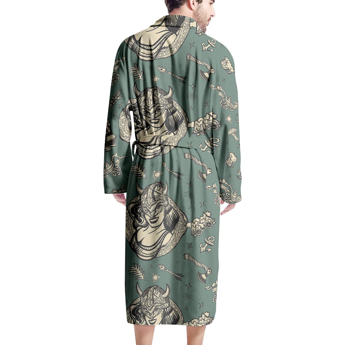 Barbarian Warrior Viking Norse Men's Robe-grizzshop