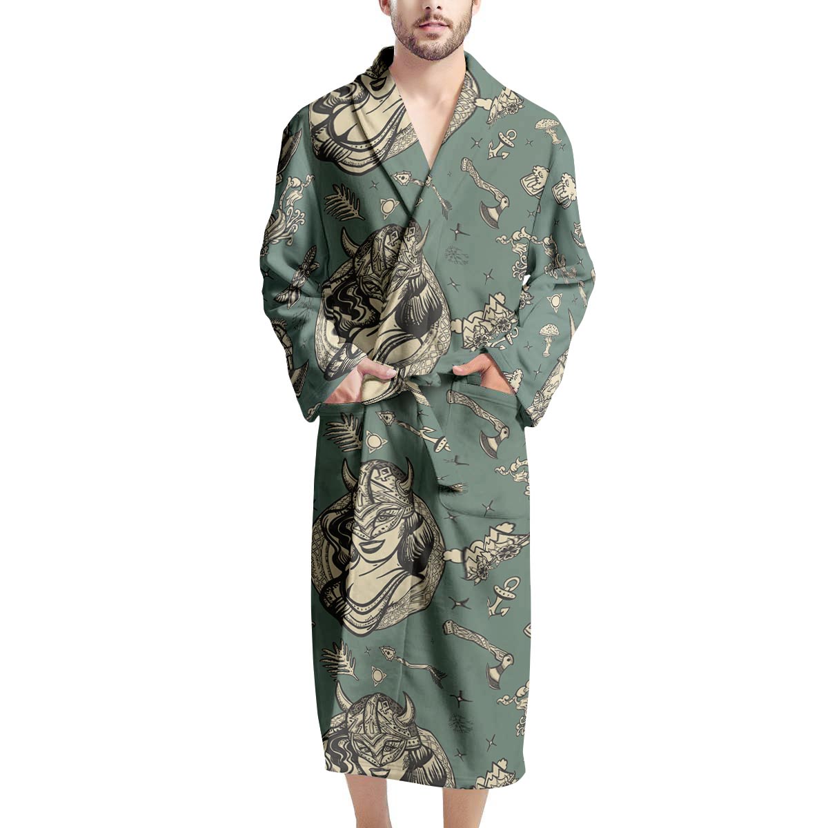 Barbarian Warrior Viking Norse Men's Robe-grizzshop