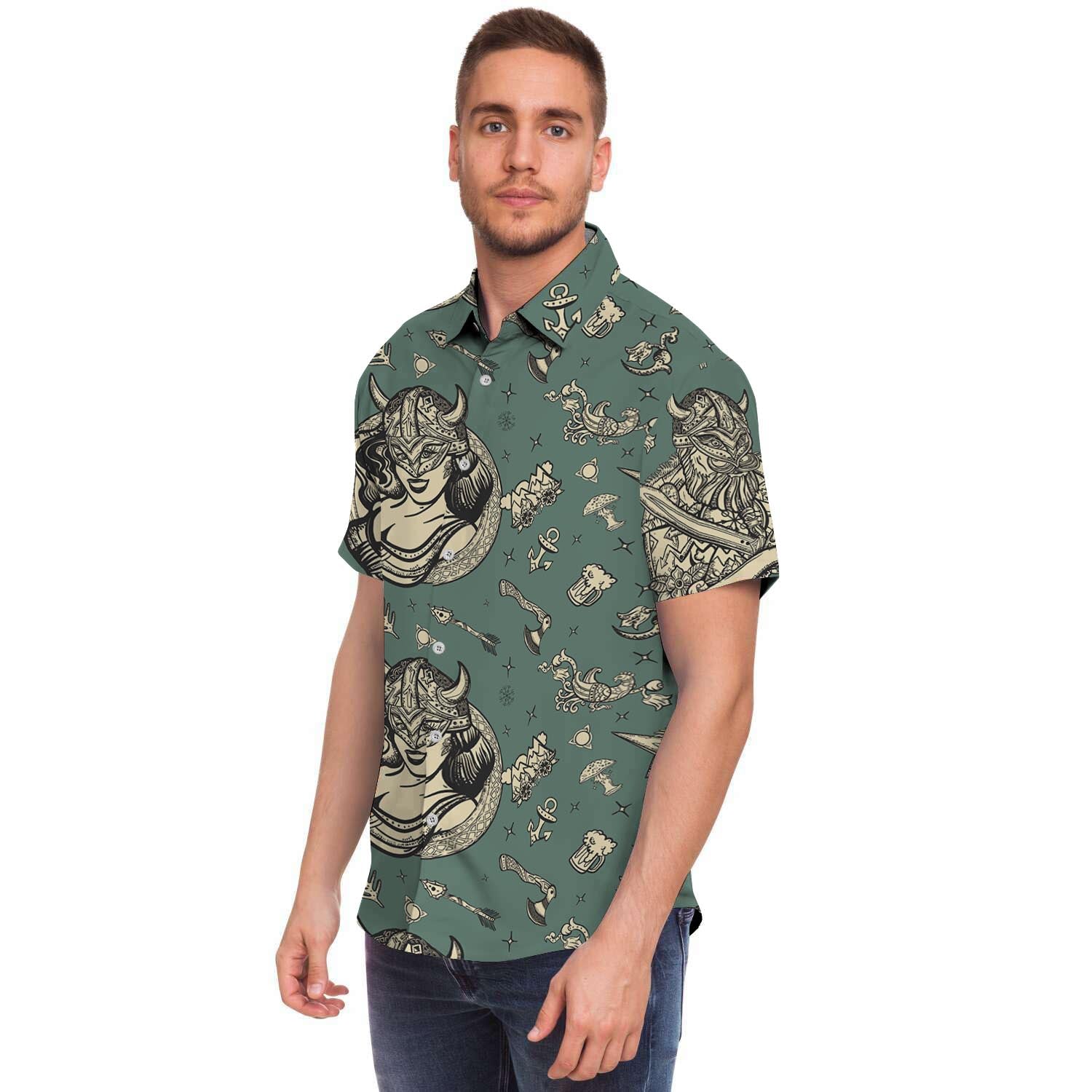 Barbarian Warrior Viking Norse Men's Short Sleeve Shirt-grizzshop