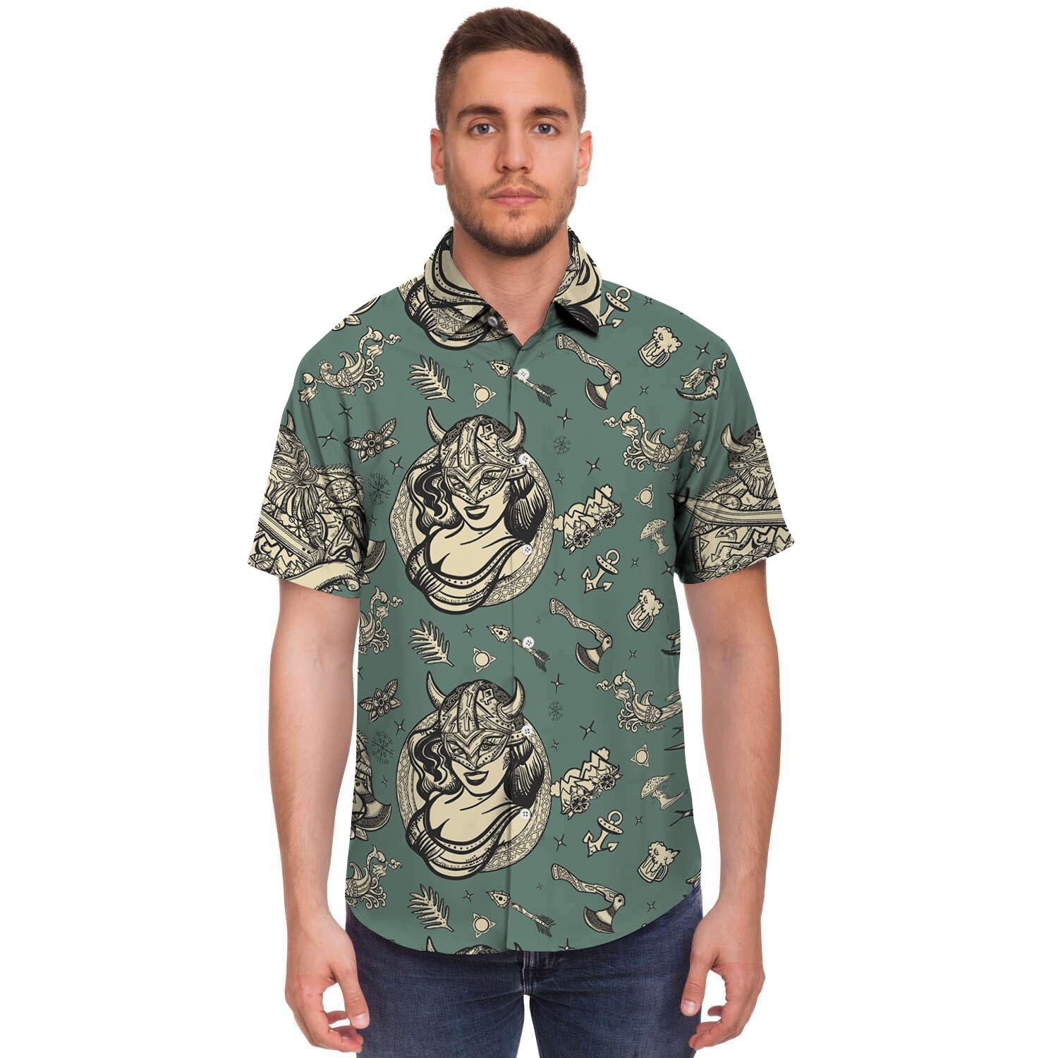 Barbarian Warrior Viking Norse Men's Short Sleeve Shirt-grizzshop
