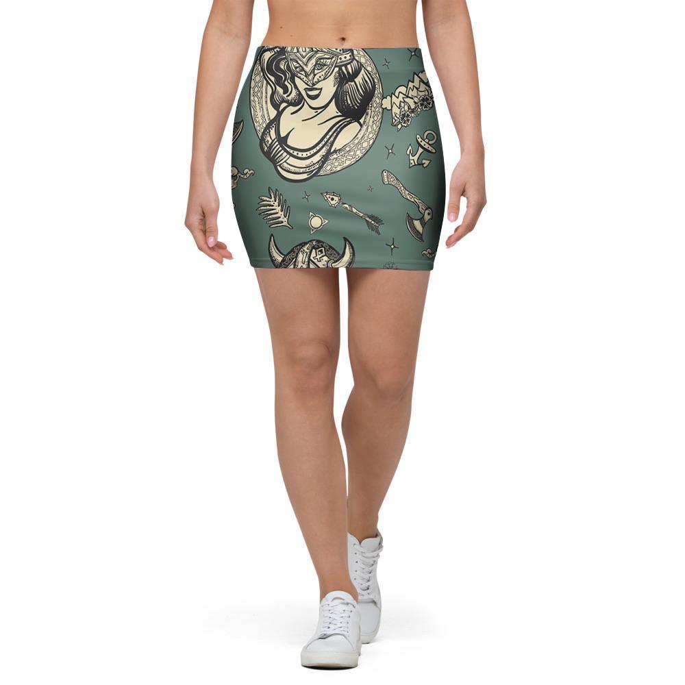 Barbarian Warrior Viking Norse Mini Skirt-grizzshop