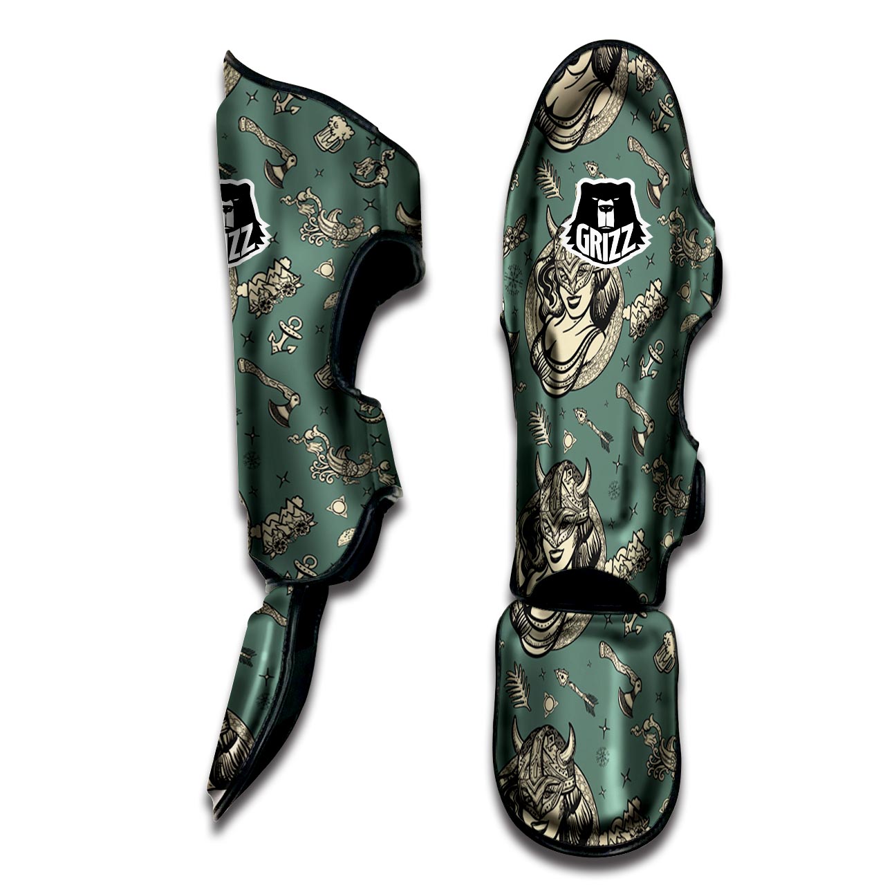 Barbarian Warrior Viking Norse Muay Thai Shin Guard-grizzshop