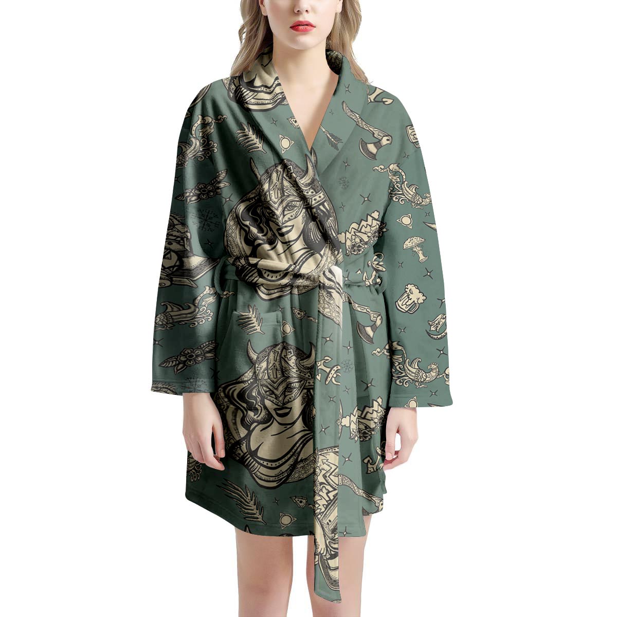 Barbarian Warrior Viking Norse Women's Robe-grizzshop