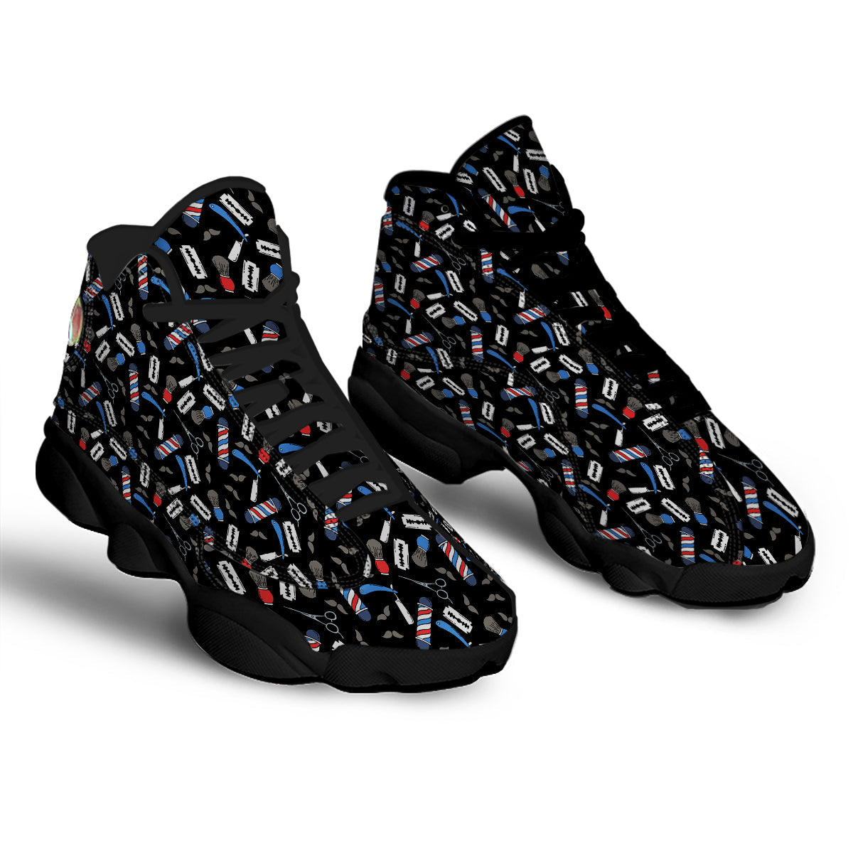 Barber Equipment Print Pattern Black Basketball Shoes-grizzshop