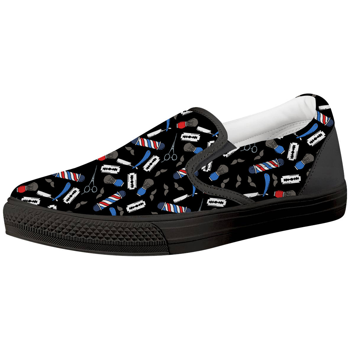 Barber Equipment Print Pattern Black Slip On Shoes-grizzshop