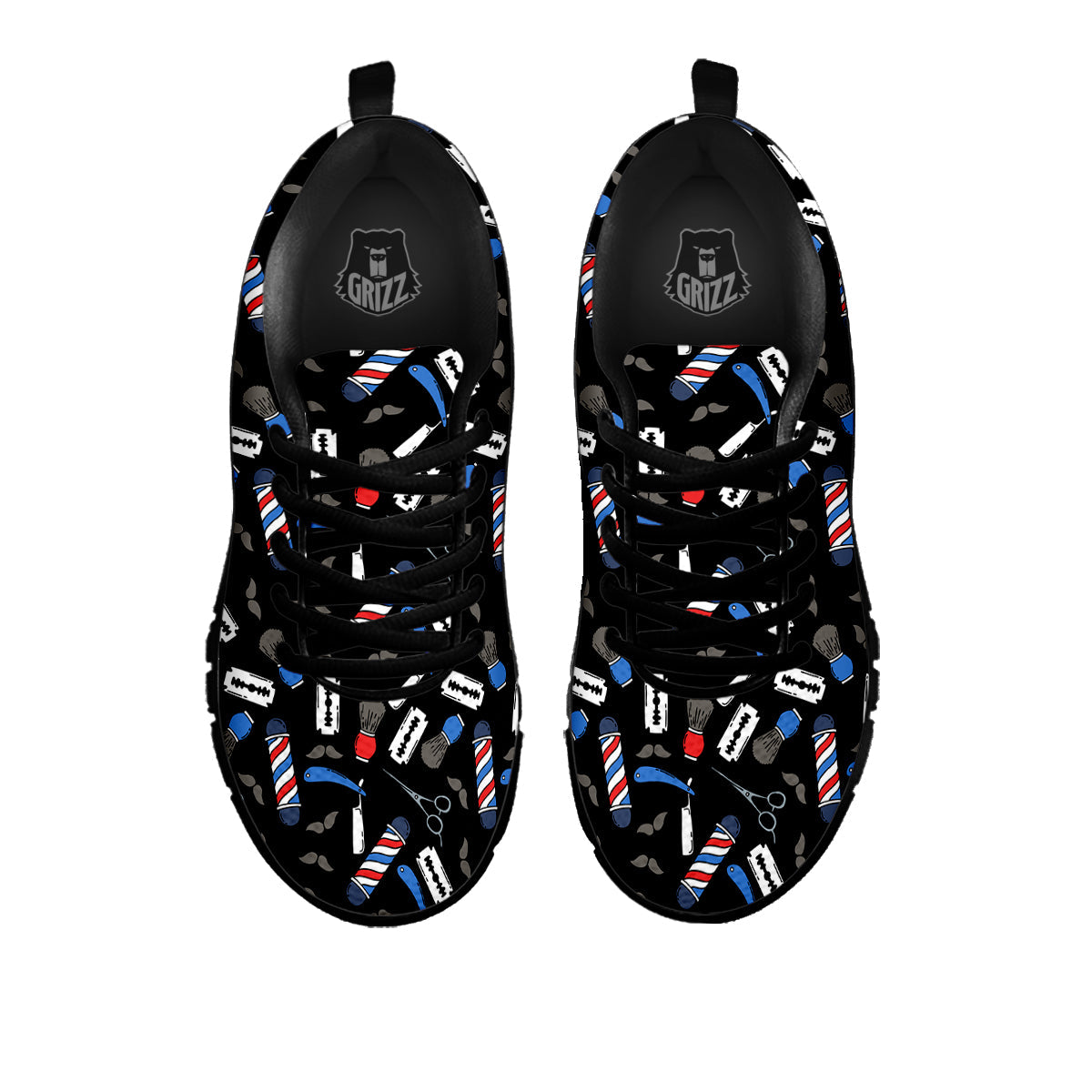 Barber Equipment Print Pattern Black Sneaker-grizzshop