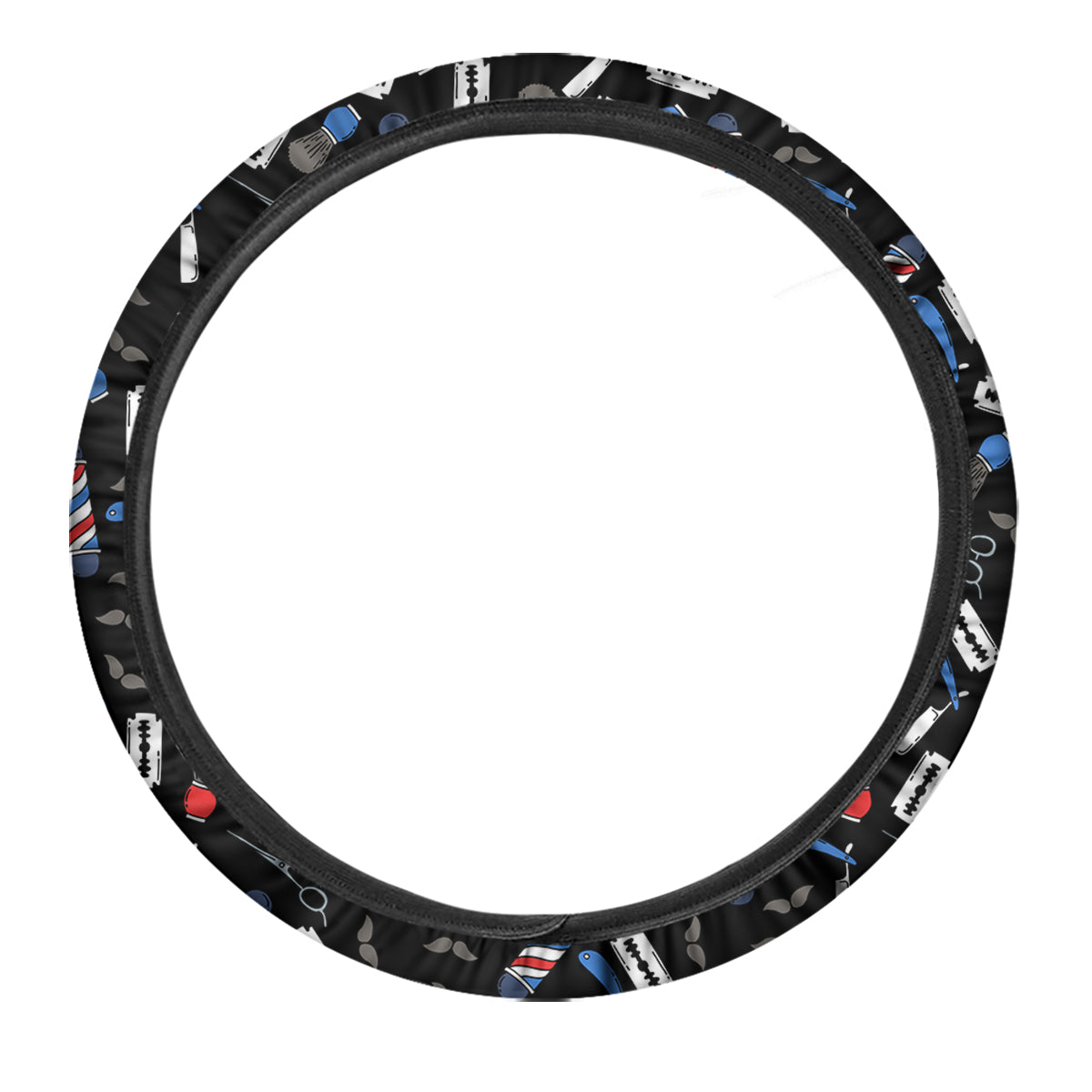 Barber Equipment Print Pattern Car Steering Wheel Cover-grizzshop