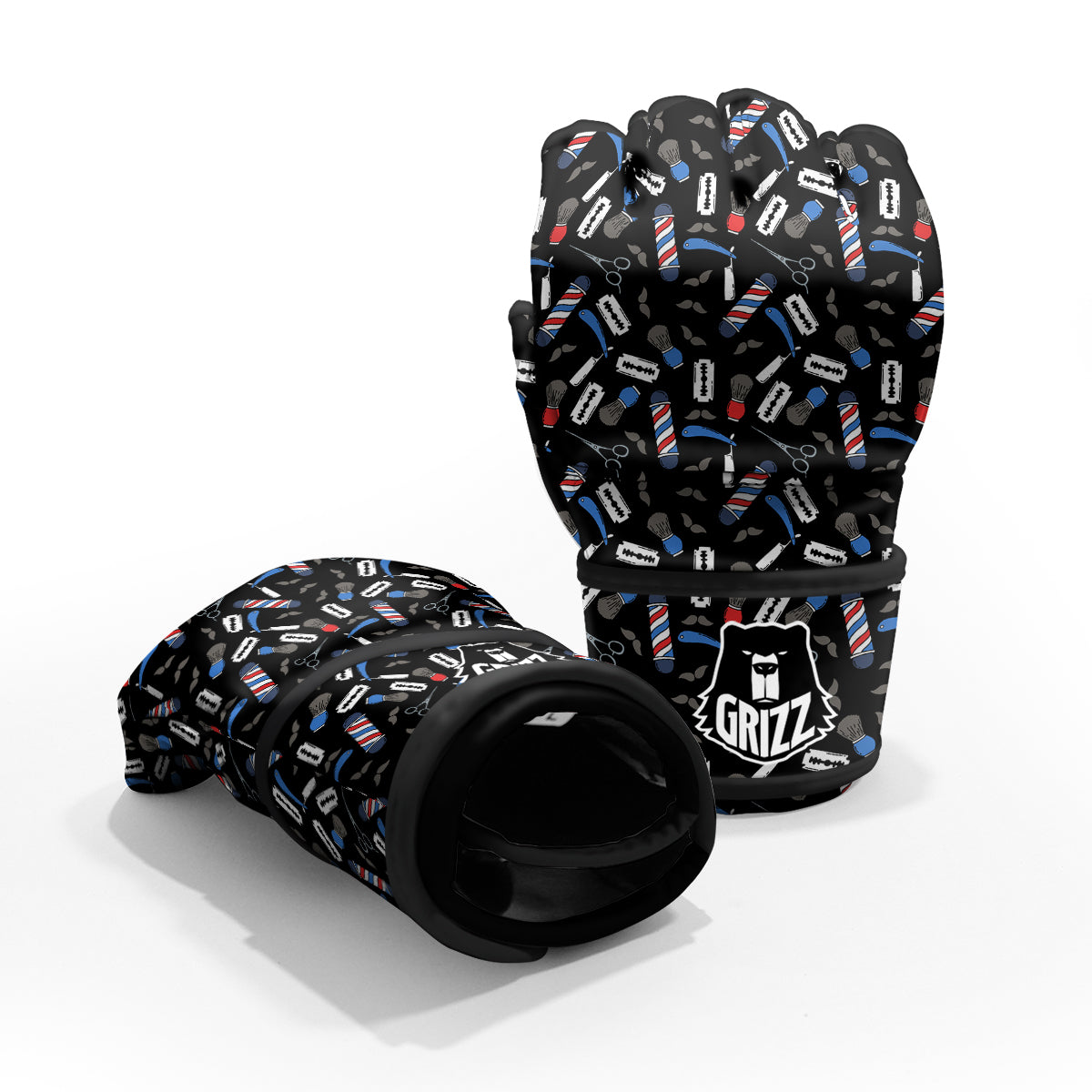 Barber Equipment Print Pattern MMA Gloves-grizzshop