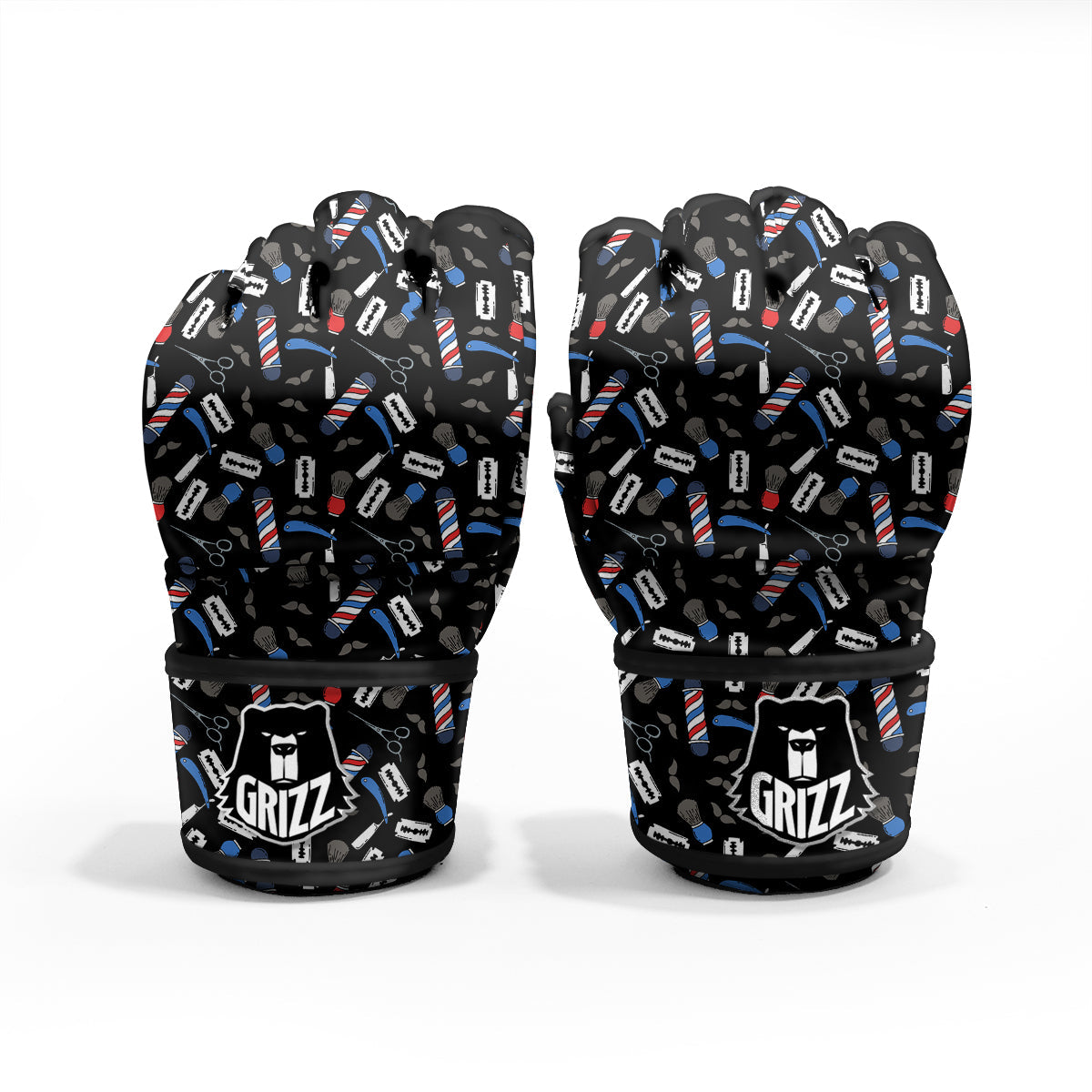 Barber Equipment Print Pattern MMA Gloves-grizzshop
