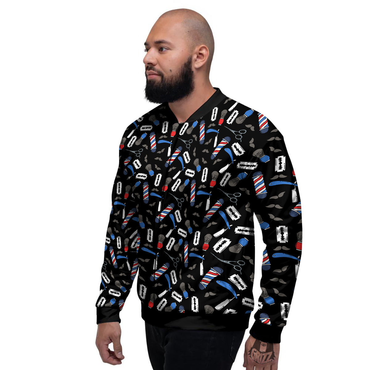Barber Equipment Print Pattern Men's Bomber Jacket-grizzshop