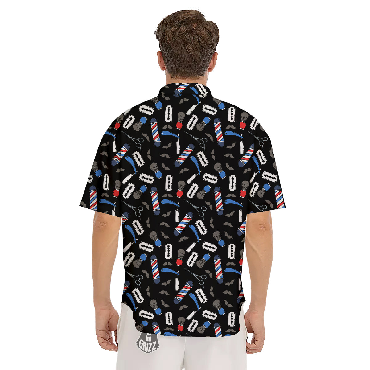 Barber Equipment Print Pattern Men's Short Sleeve Shirts-grizzshop