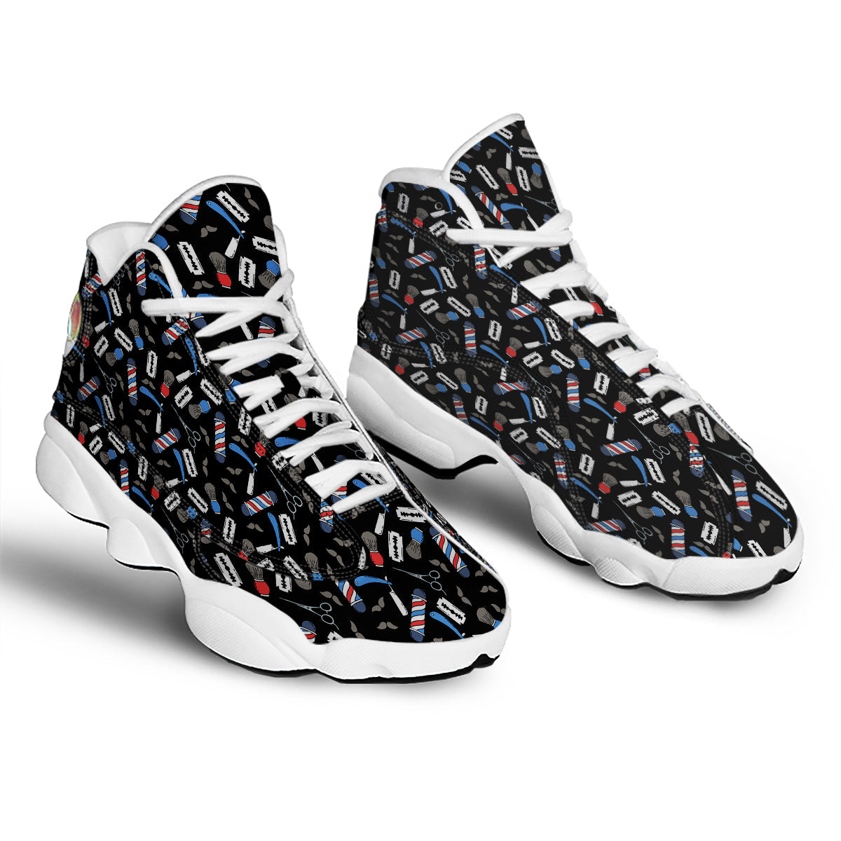 Barber Equipment Print Pattern White Basketball Shoes-grizzshop