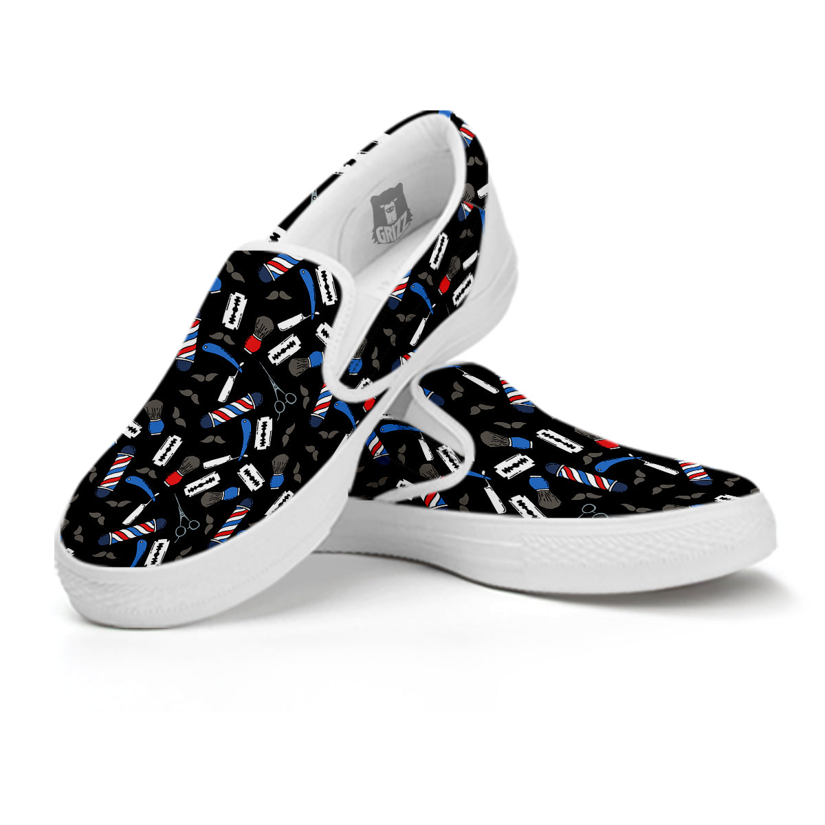Barber Equipment Print Pattern White Slip On Shoes-grizzshop