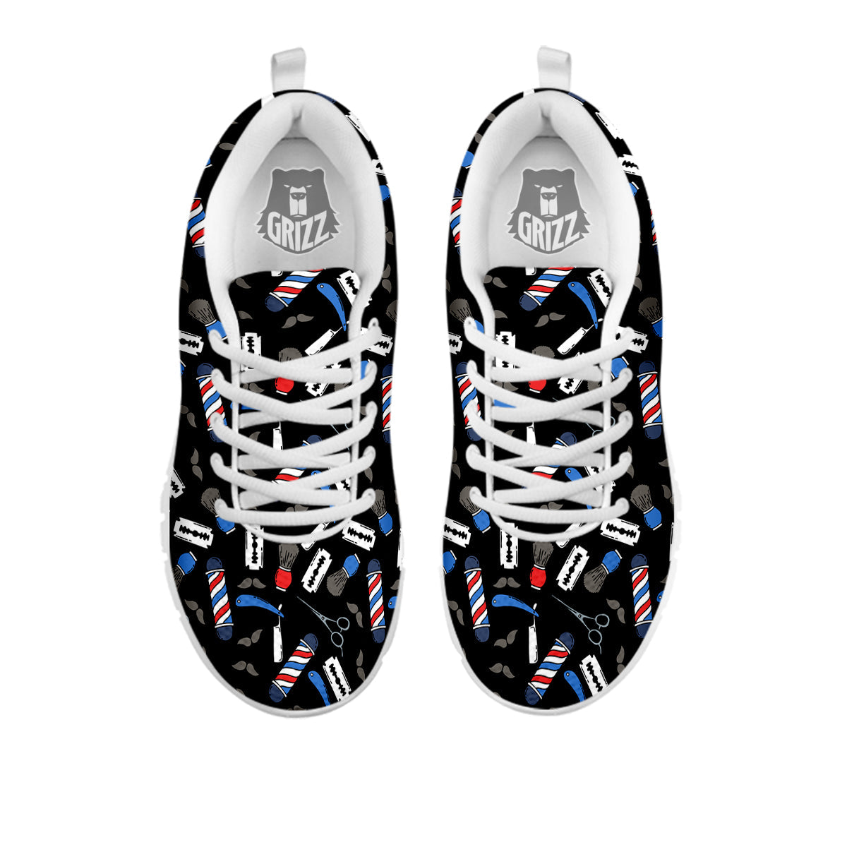 Barber Equipment Print Pattern White Sneaker-grizzshop