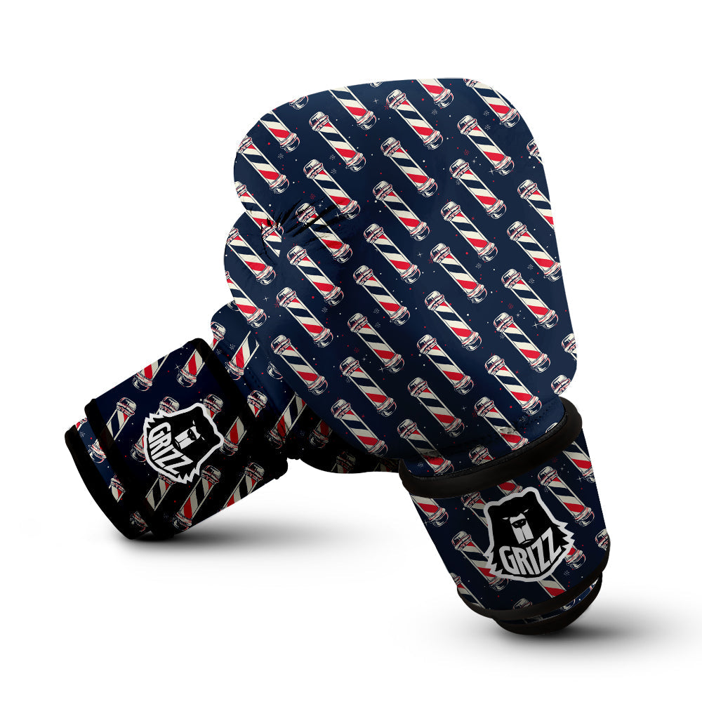 Barber Pole Print Pattern Boxing Gloves-grizzshop