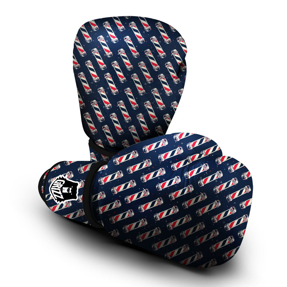 Barber Pole Print Pattern Boxing Gloves-grizzshop