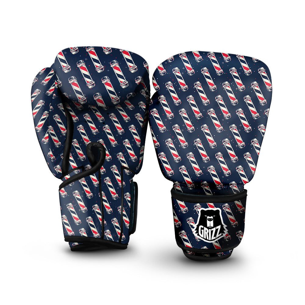 Barber Pole Print Pattern Boxing Gloves-grizzshop