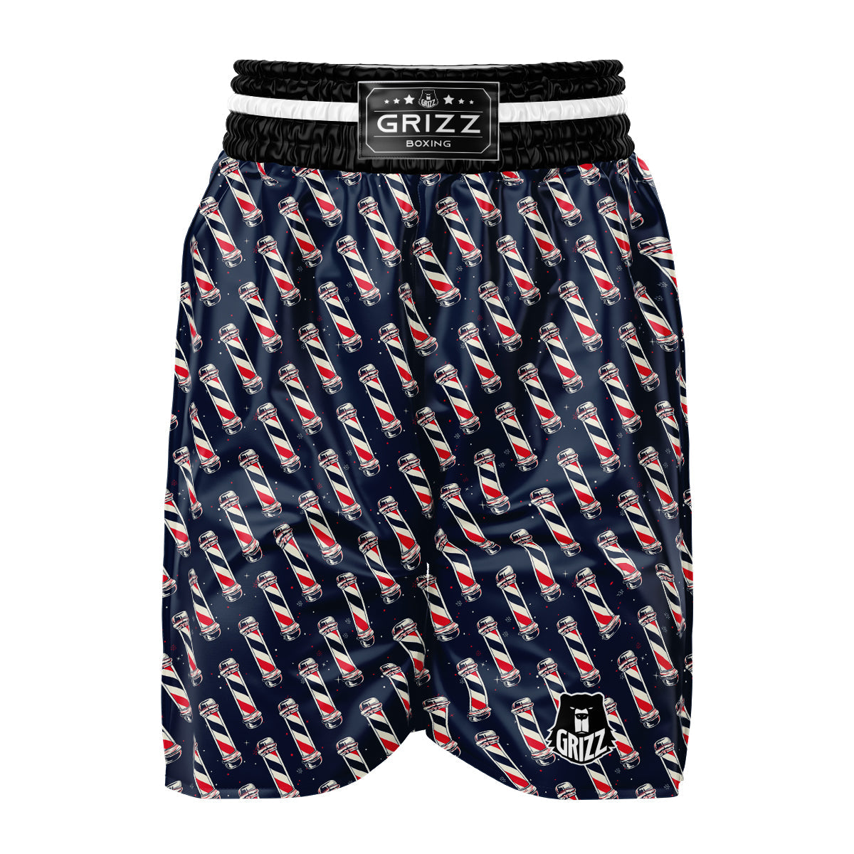 Barber Pole Print Pattern Boxing Shorts-grizzshop