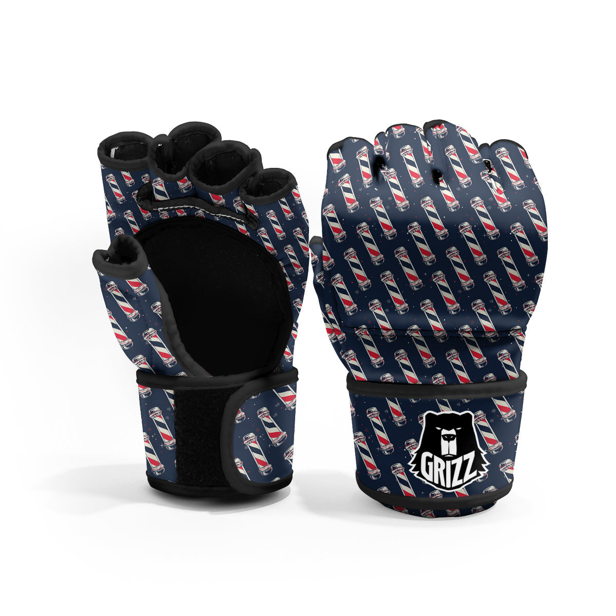 Barber Pole Print Pattern MMA Gloves-grizzshop