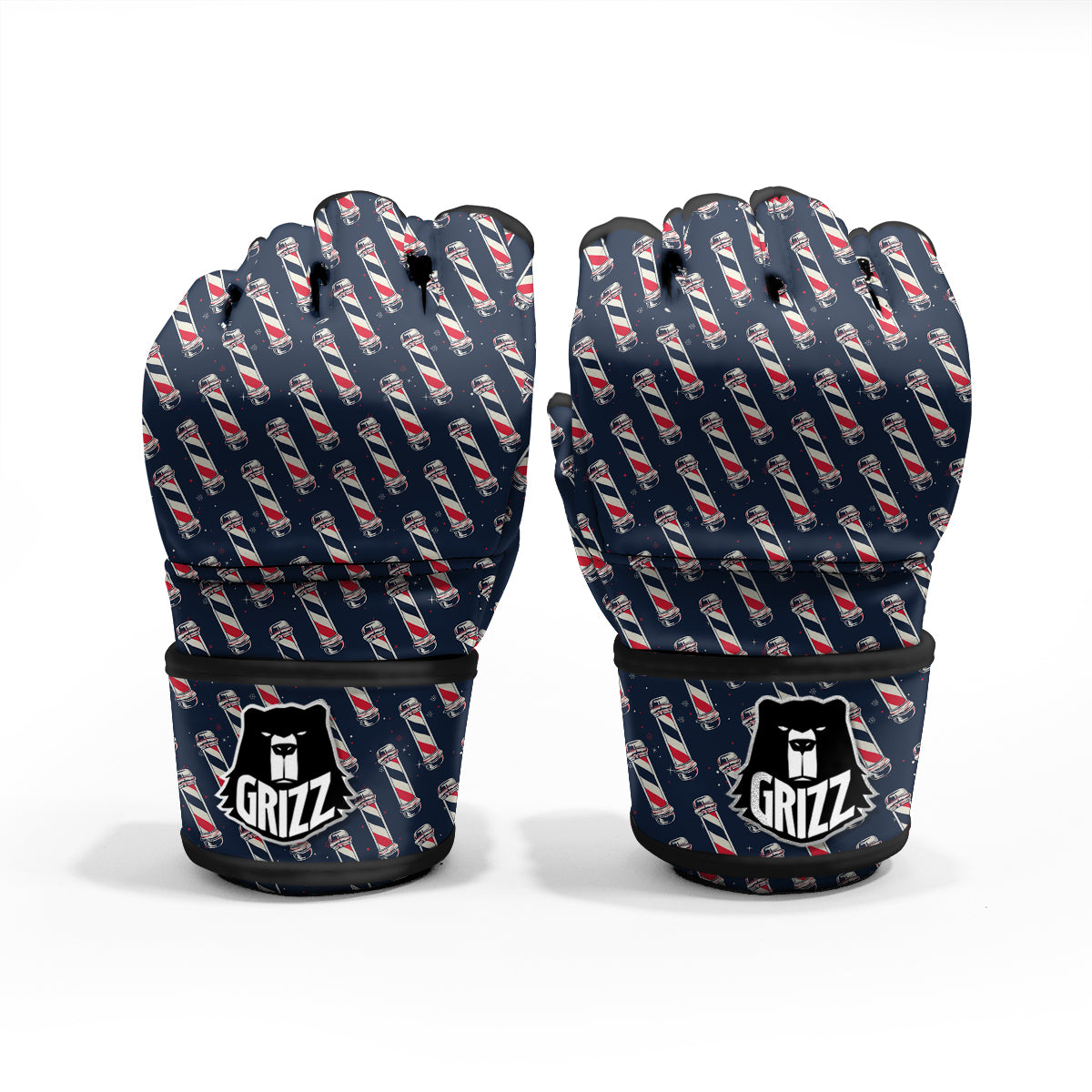Barber Pole Print Pattern MMA Gloves-grizzshop