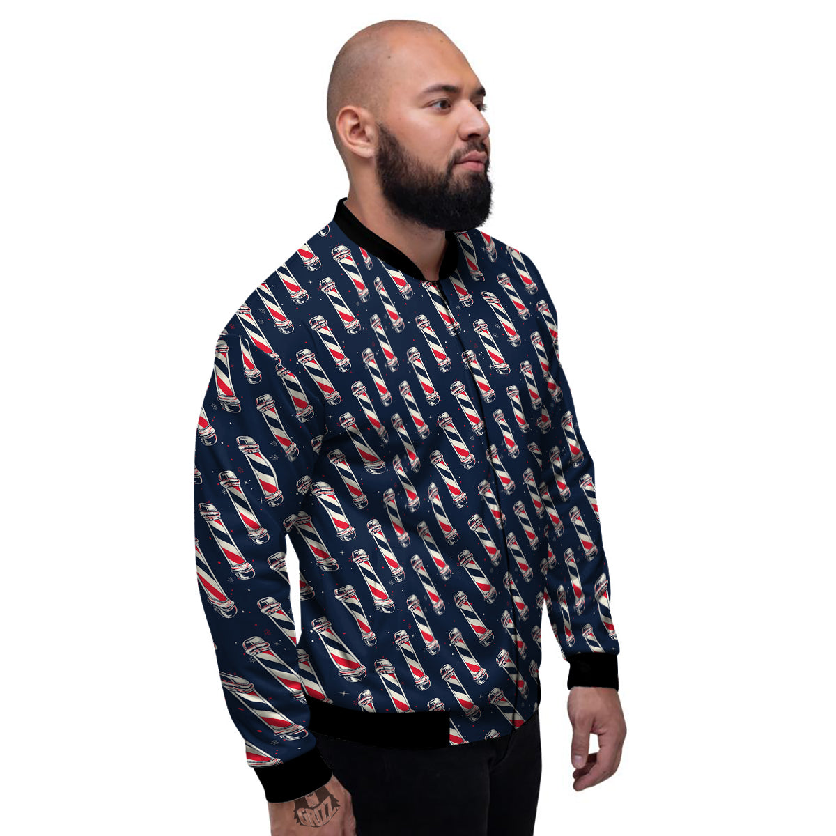 Barber Pole Print Pattern Men's Bomber Jacket-grizzshop