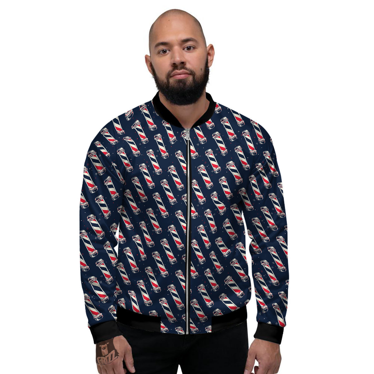 Barber Pole Print Pattern Men's Bomber Jacket-grizzshop