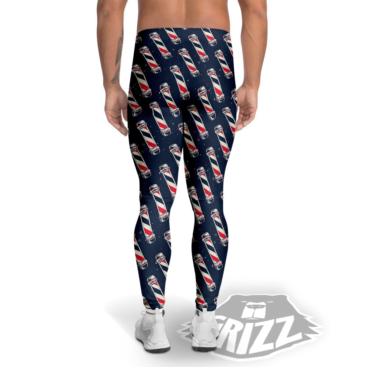 Barber Pole Print Pattern Men's Leggings-grizzshop