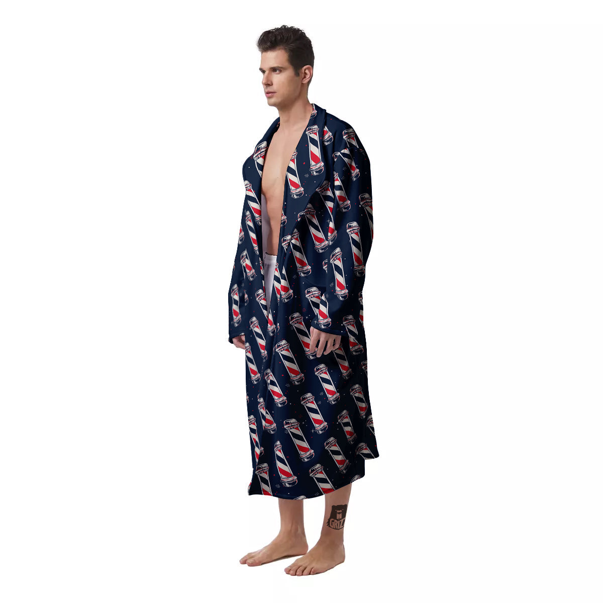 Barber Pole Print Pattern Men's Robe-grizzshop
