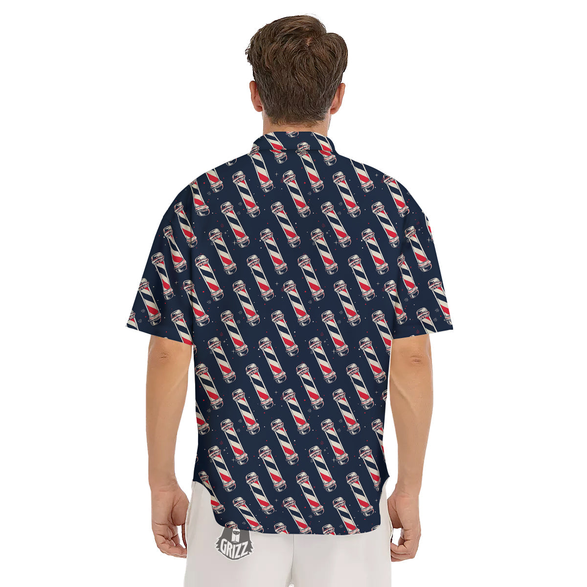 Barber Pole Print Pattern Men's Short Sleeve Shirts-grizzshop