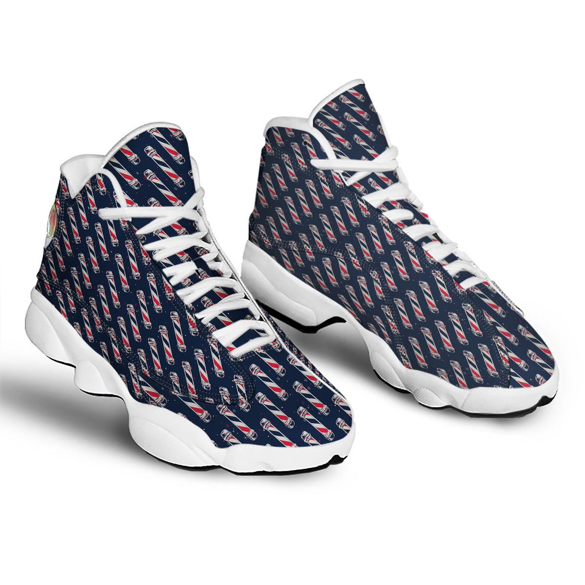 Barber Pole Print Pattern White Basketball Shoes-grizzshop