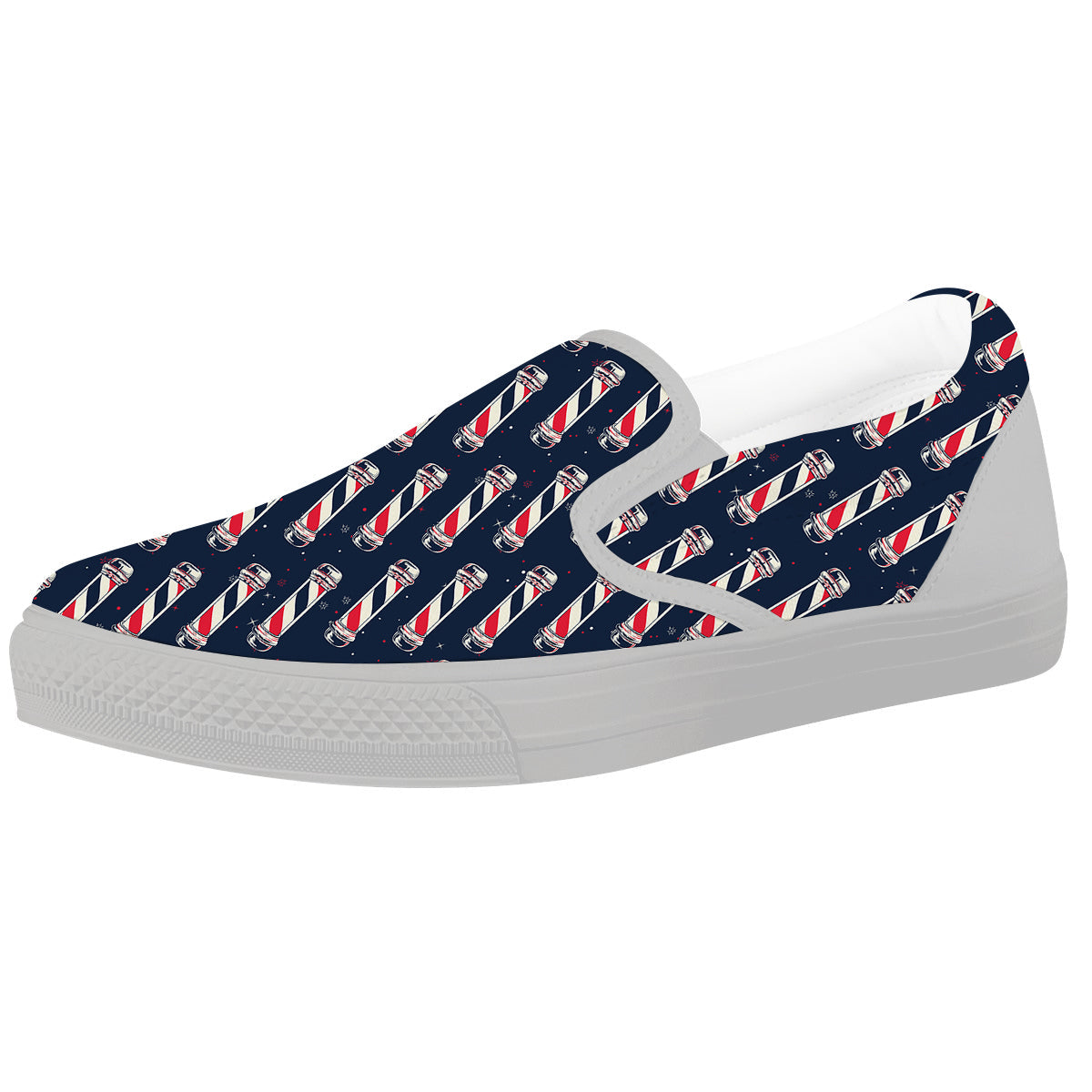 Barber Pole Print Pattern White Slip On Shoes-grizzshop