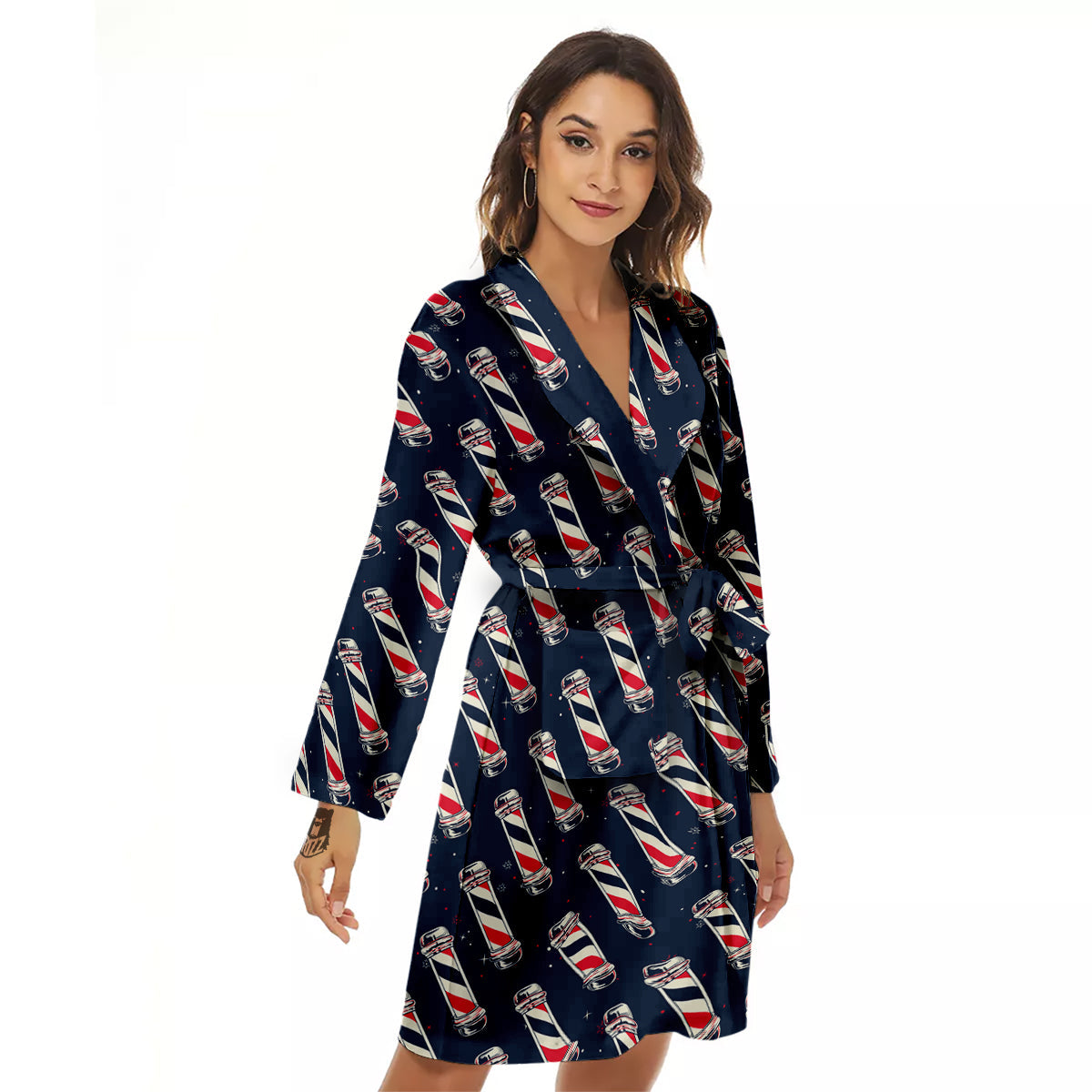 Barber Pole Print Pattern Women's Robe-grizzshop