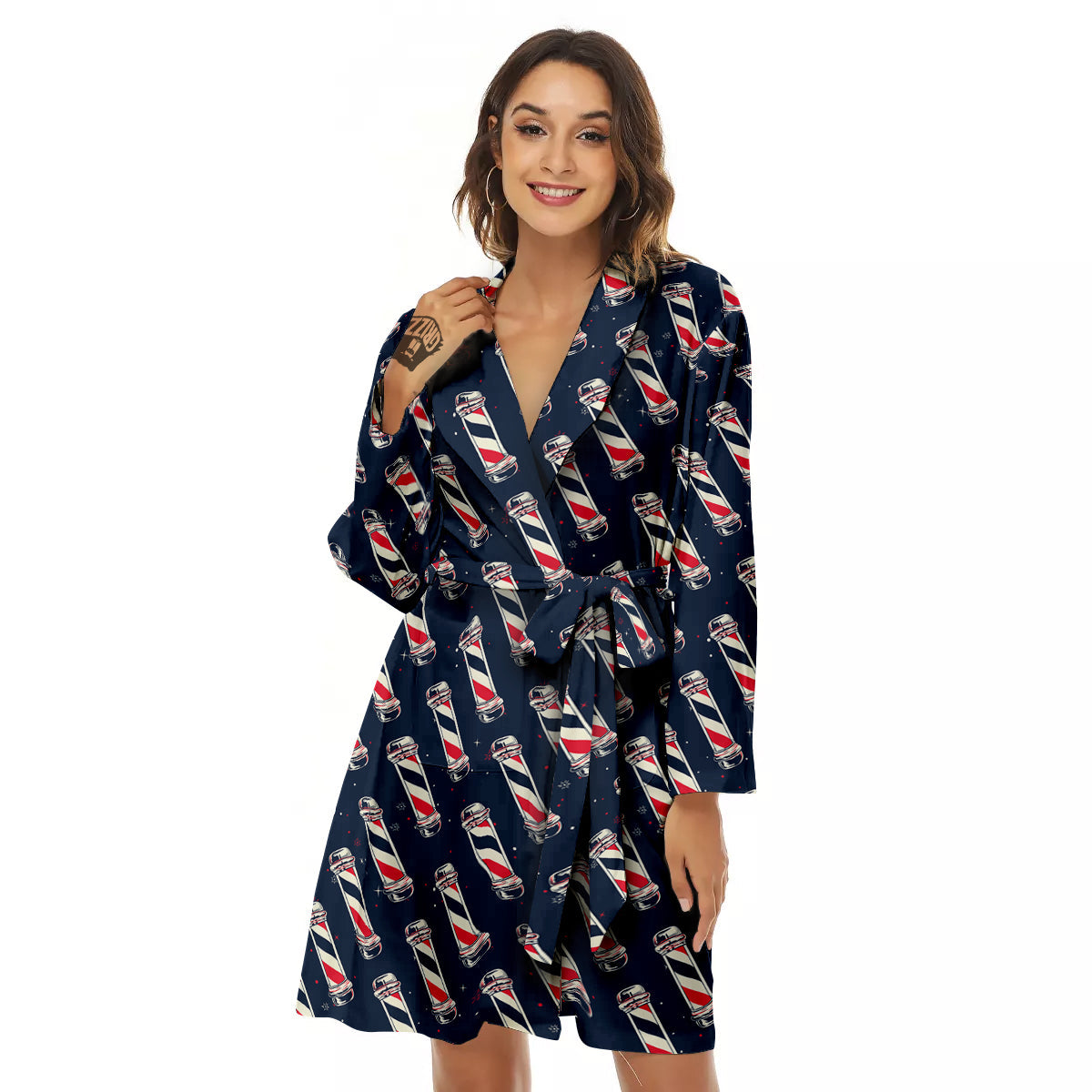 Barber Pole Print Pattern Women's Robe-grizzshop