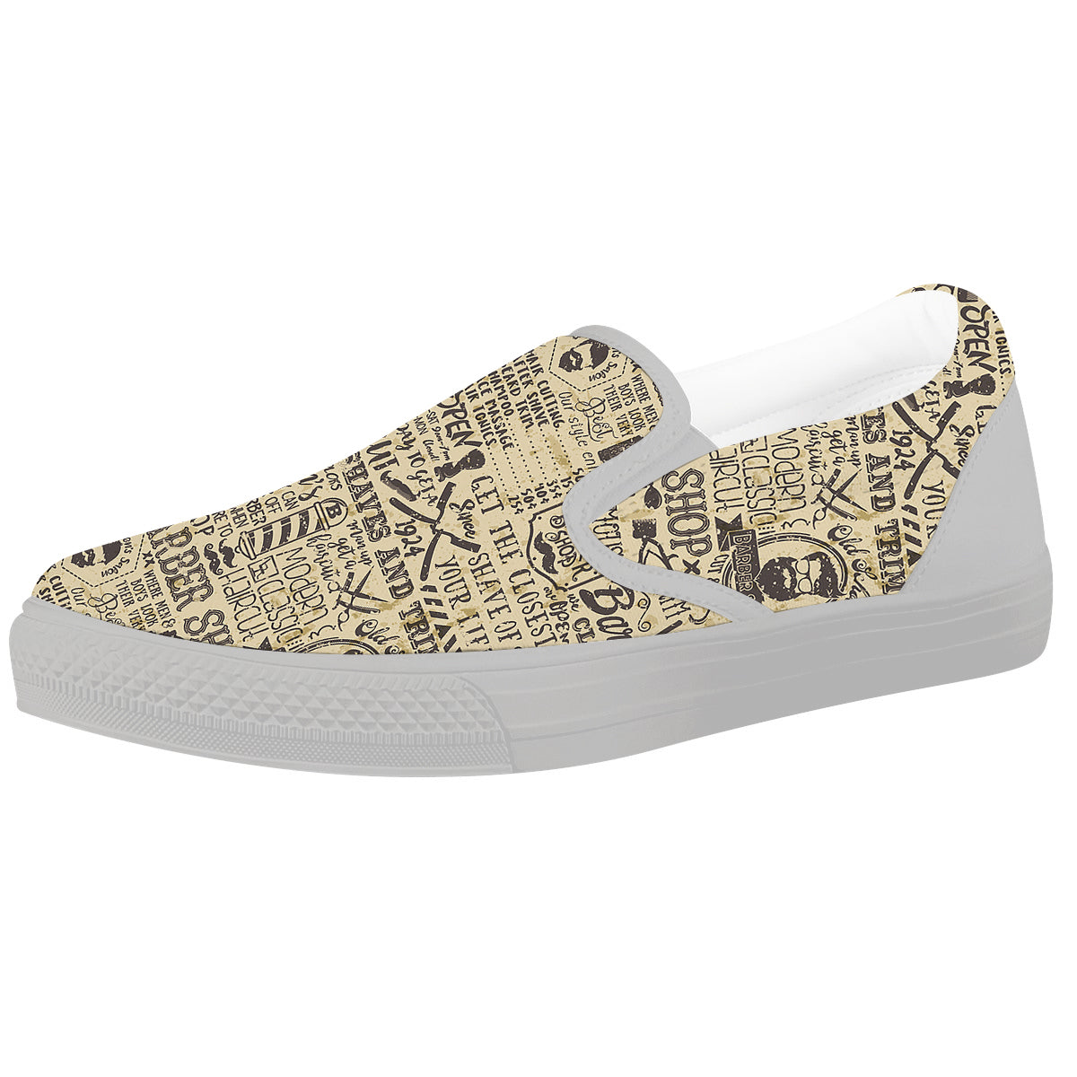 Barber Vintage Color Print Pattern White Slip On Shoes-grizzshop