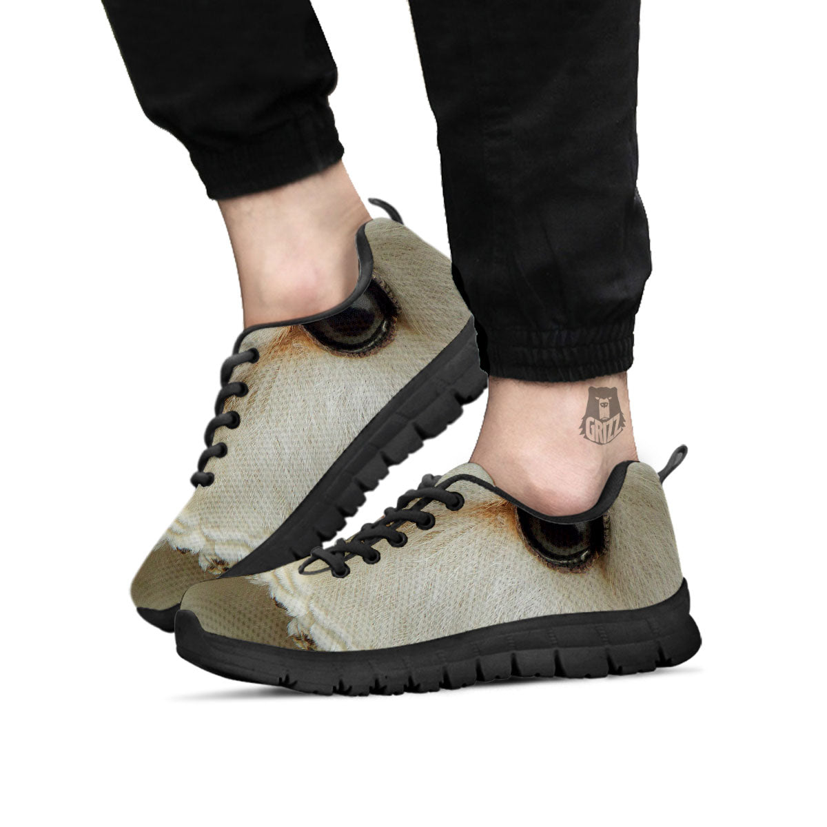 Barn Owl Print Black Sneaker-grizzshop