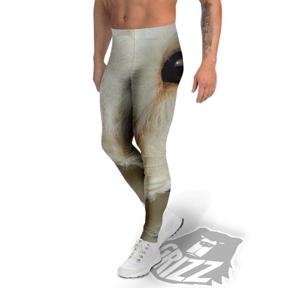 Barn Owl Print Men's Leggings-grizzshop