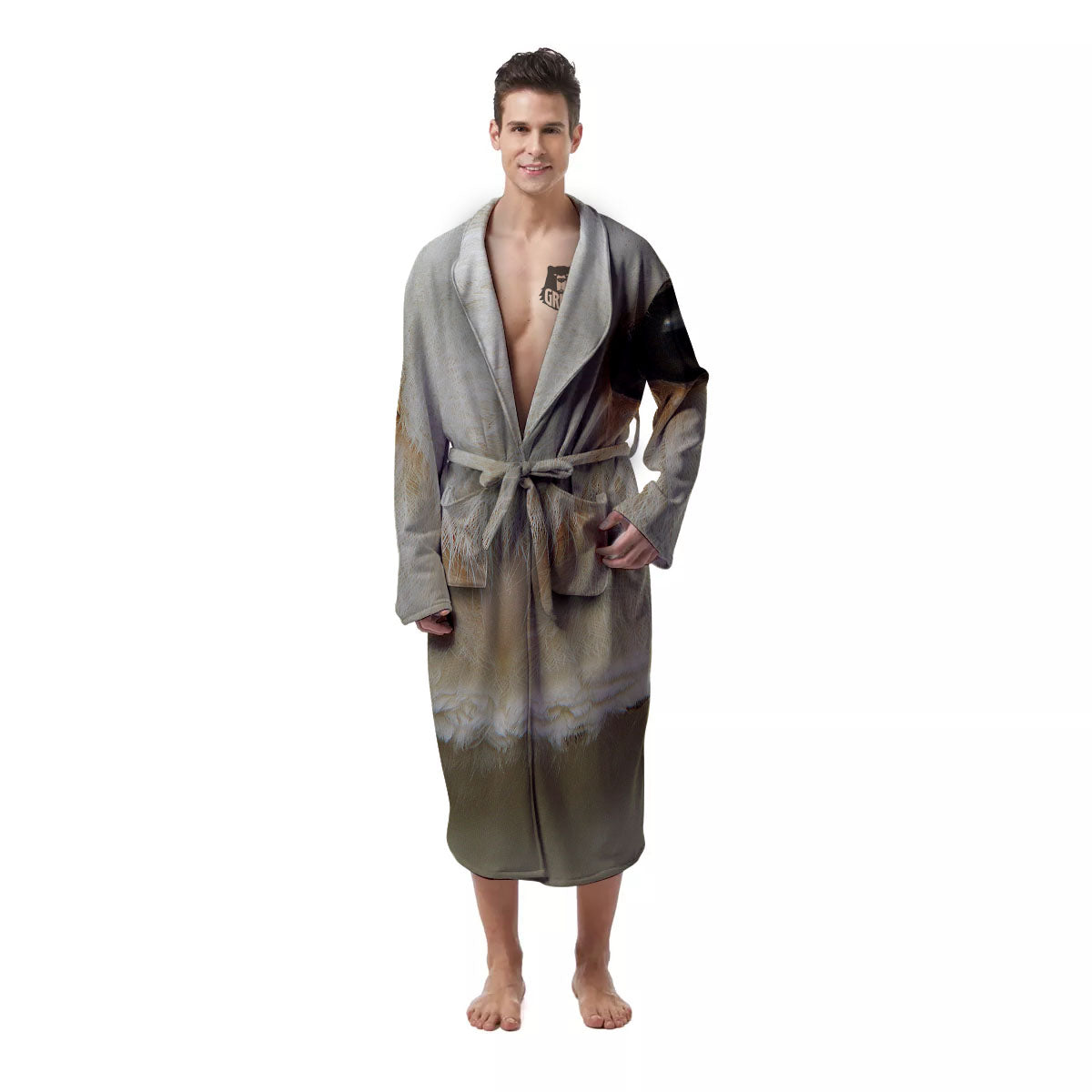 Barn Owl Print Men's Robe-grizzshop